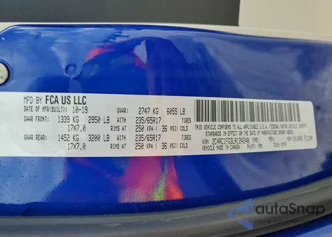 2020 Chrysler Pacifica Touring z USA, uszkodzony, nr VIN 2C4RC1FG3LR124248